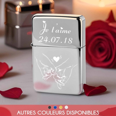 Briquet personnalisé essence couleur - Modèle coeur