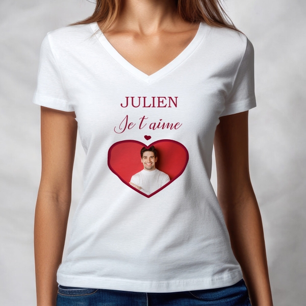 Tee-shirt femme personnalisé photo amoureux