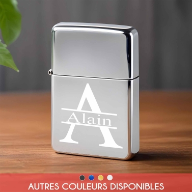Briquet personnalisé essence couleur - Modèle Majuscule