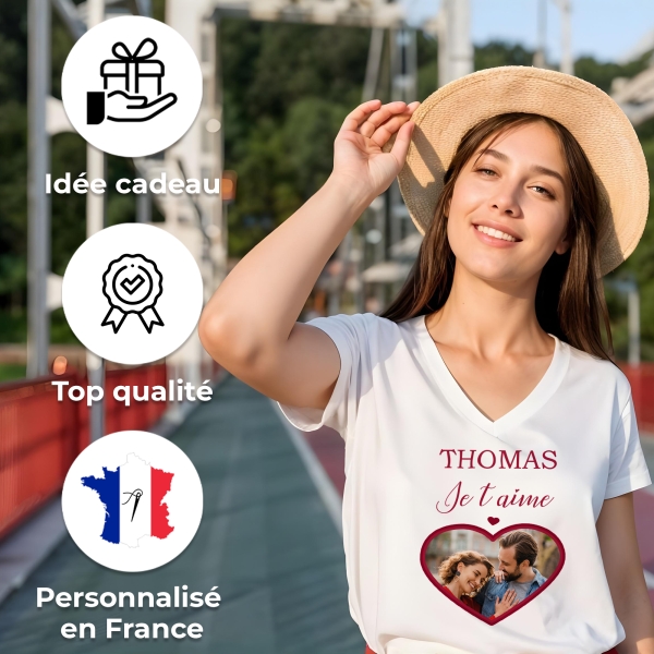 Tee-shirt femme personnalisé photo amoureux