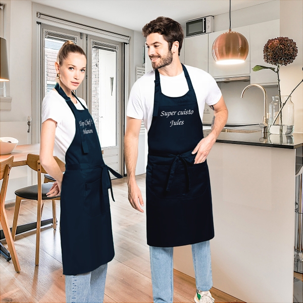 Tablier Brodé navy personnalisé