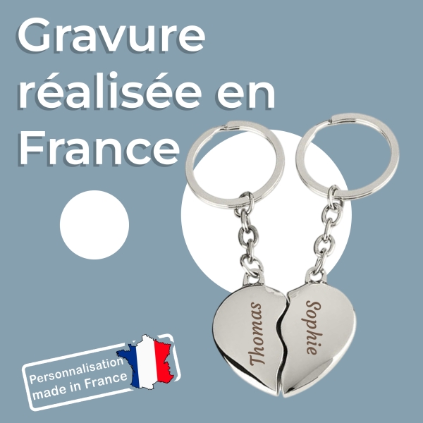 Porte clés coeur brisé à personnaliser