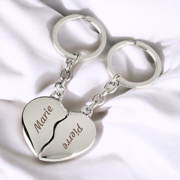 Porte clés coeur brisé à personnaliser