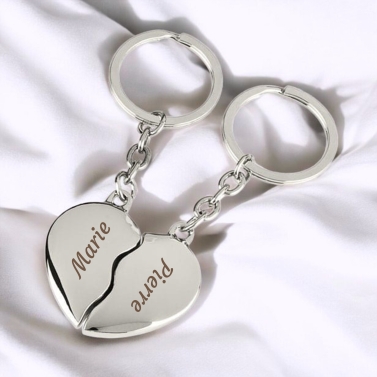 Porte clés coeur brisé à personnaliser