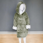 Couverture à capuche crocodile vert brodée