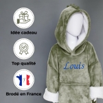 Couverture à capuche crocodile vert brodée