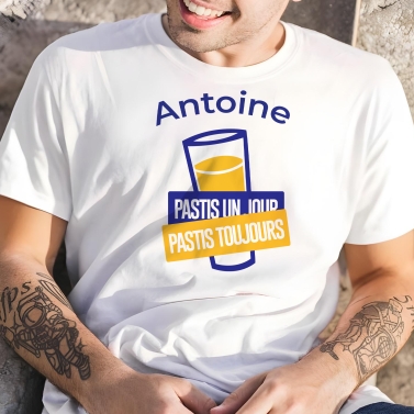 T-Shirt pour homme "Pastis un jour, pastis toujours" à personnalisé