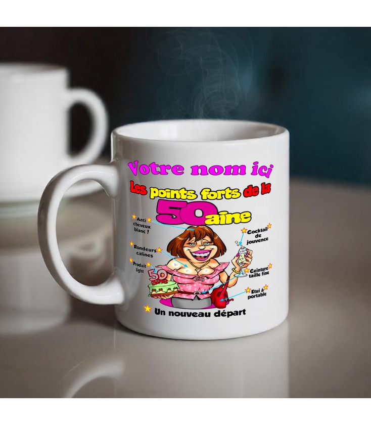 Mug uni Anniversaire Femme – La Meilleure Quinquagénaire au Monde main image 1