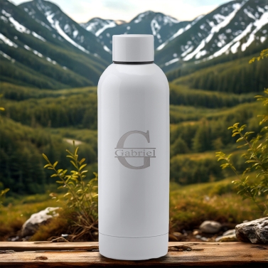 Gourde personnalisée Initiale blanc