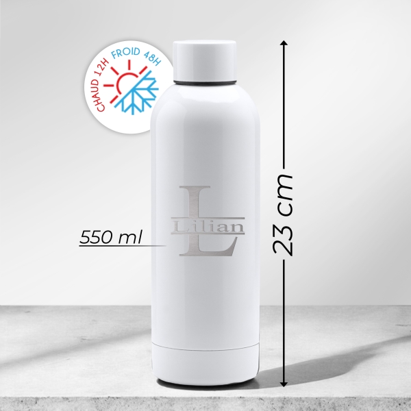 Gourde personnalisée Initiale blanc