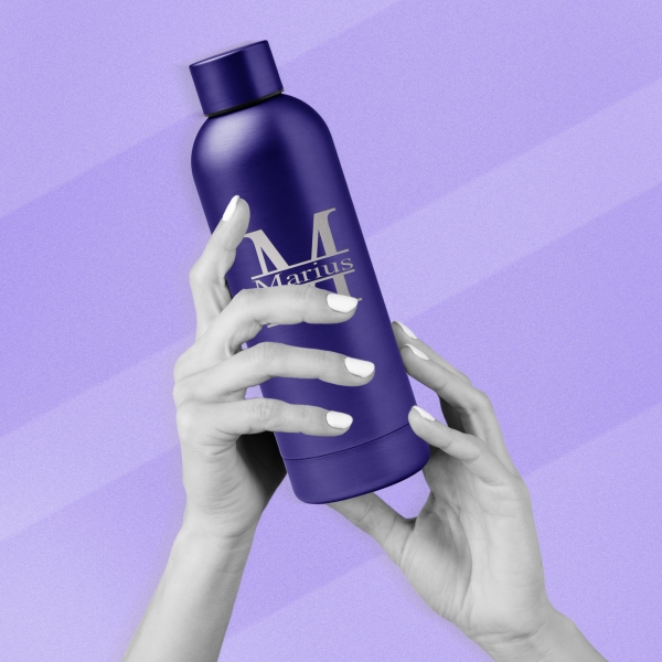 Gourde personnalisée initiale bleue