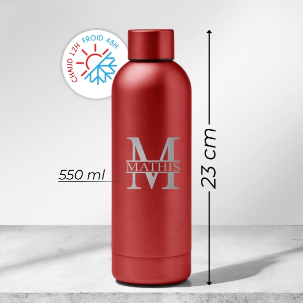 Gourde personnalisée initiale rouge