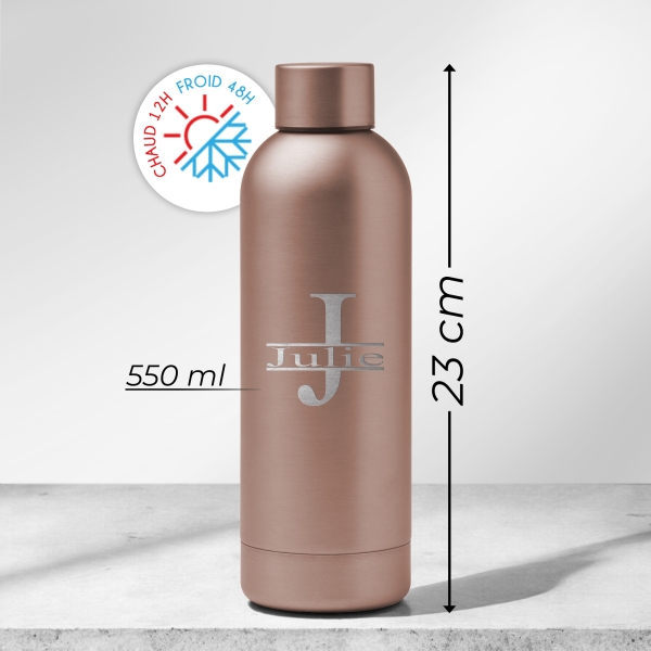 Gourde personnalisée initiale rose