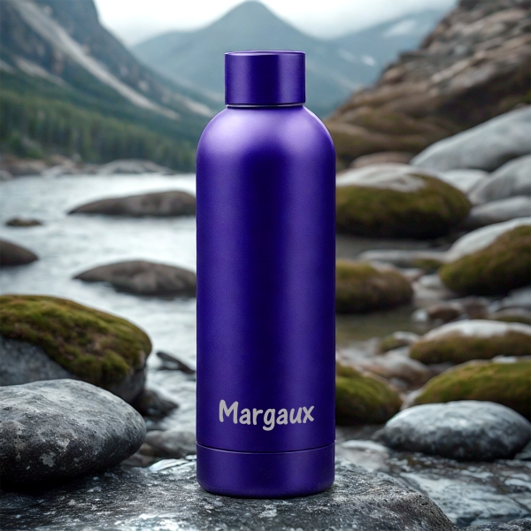 Gourde personnalisée bleue prénom horizontal