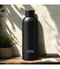 Gourde personnalisée noir prénom horizontal