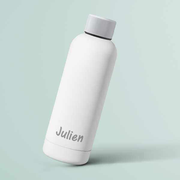 Gourde personnalisée blanche prénom horizontal