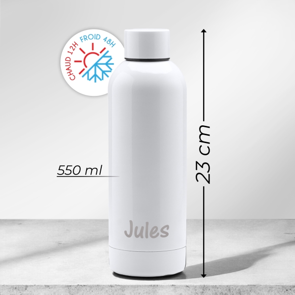 Gourde personnalisée blanche prénom horizontal