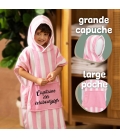 Peignoir poncho à capuche personnalisé pour enfant - Modèle texte