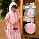 Peignoir poncho à capuche personnalisé pour enfant - Modèle surf