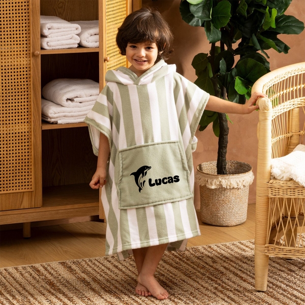 Peignoir poncho à capuche personnalisé pour enfant - Modèle dauphin