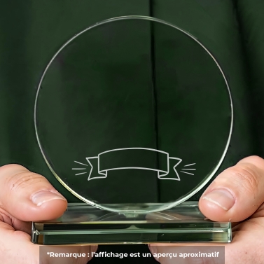 Trophée en verre personnalisé - Petit modèle - Texte