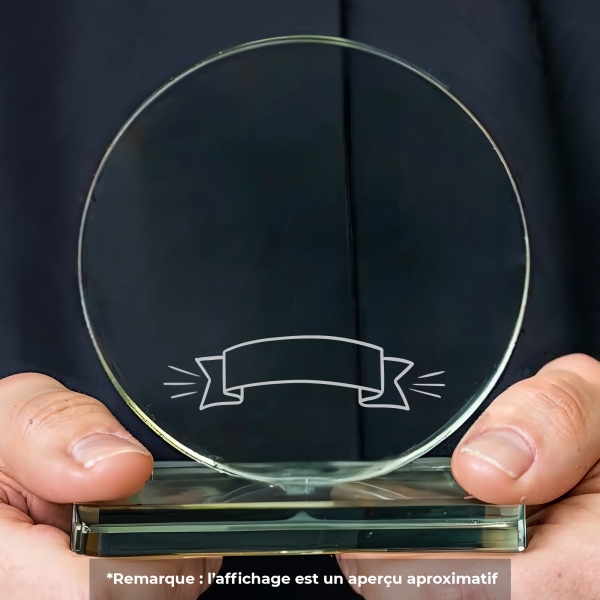 Trophée en verre personnalisable - Grand modèle - Texte