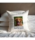 Coussin carré photo et texte personnalisé