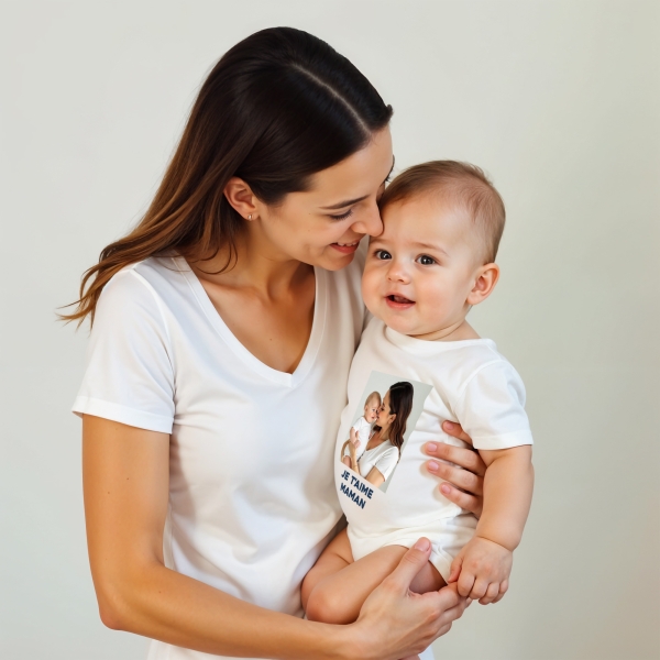 body bébé personnalisé photo et texte