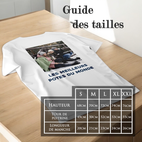 T-Shirt Homme Photo + Texte Personnalisé