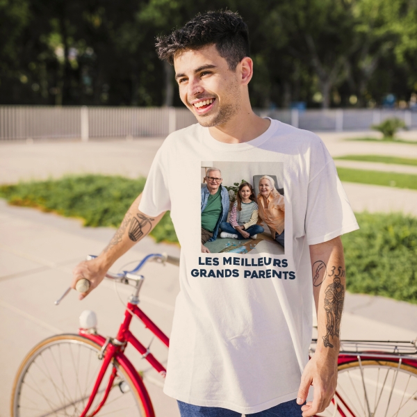 T-Shirt Homme Photo + Texte Personnalisé