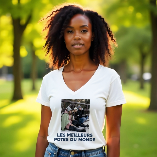 T-Shirt Femme Photo + Texte Personnalisé