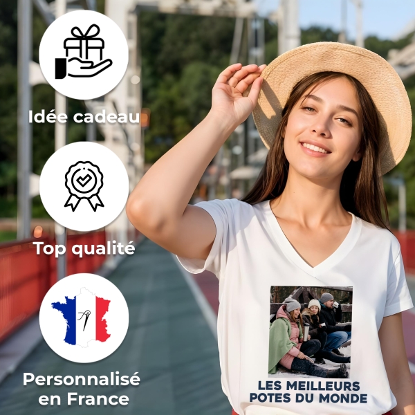 T-Shirt Femme Photo + Texte Personnalisé