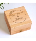 Boite à bijoux en bois fleur personnalisée