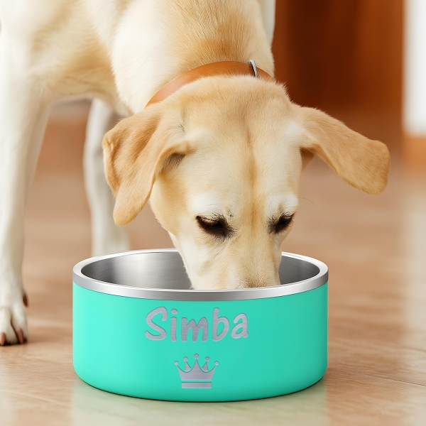 Gamelle personnalisée - Modèle gravée -  Turquoise - KDO MAGIC - animaux de compagnie