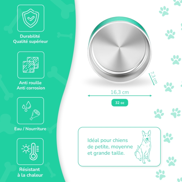 Gamelle personnalisée - Modèle gravée -  Turquoise - KDO MAGIC - animaux de compagnie