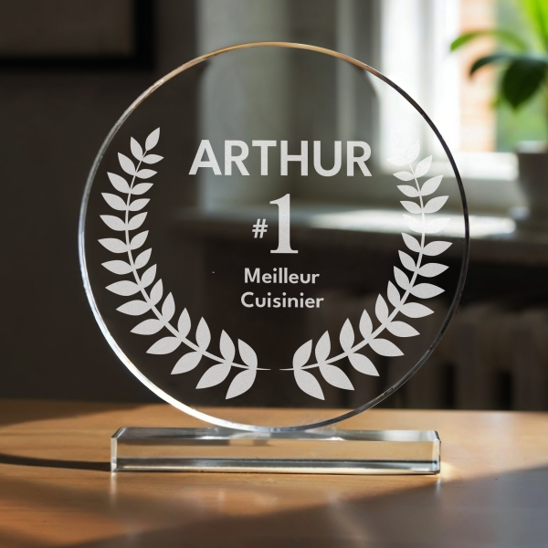 Trophée en verre personnalisé - Grand modèle - Top 1