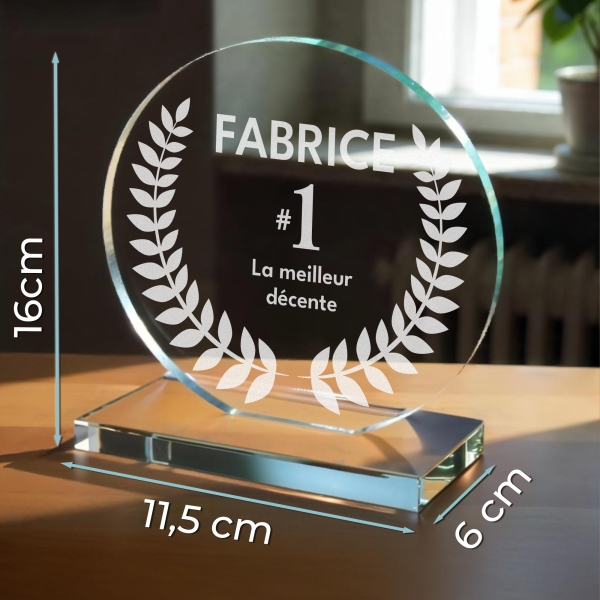Trophée en verre personnalisé - Grand modèle - Top 1