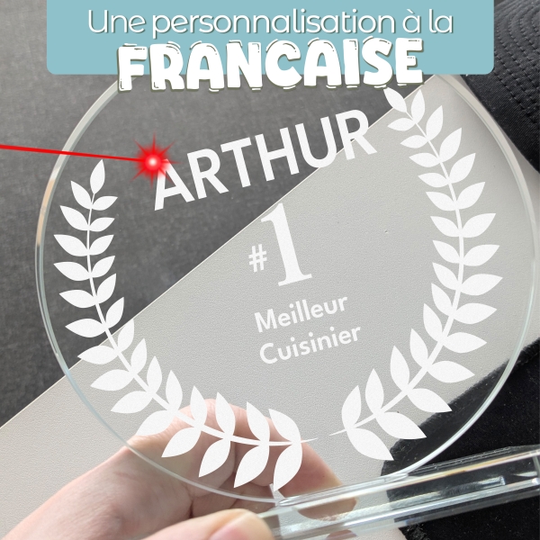 Trophée en verre personnalisé - Grand modèle - Top 1