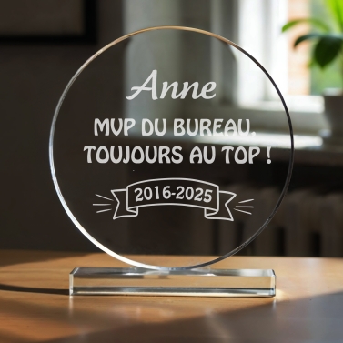 Trophée en verre personnalisable - Grand modèle - Texte
