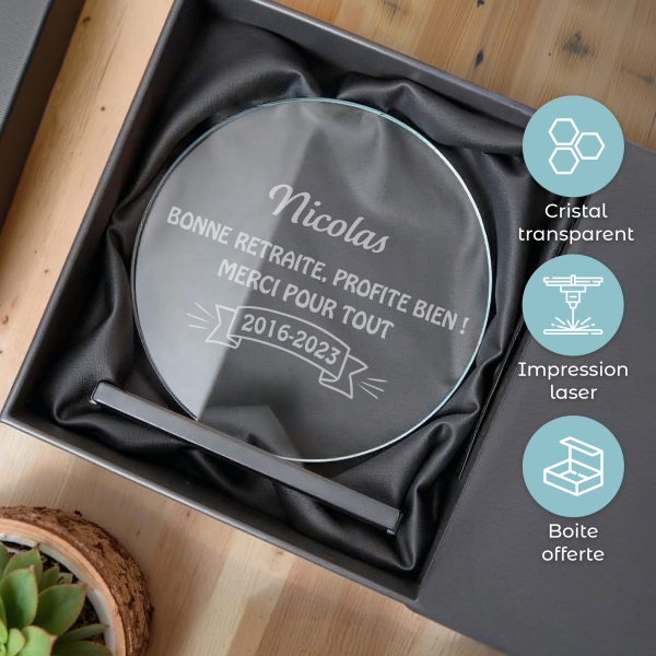 Trophée en verre personnalisable - Grand modèle - Texte