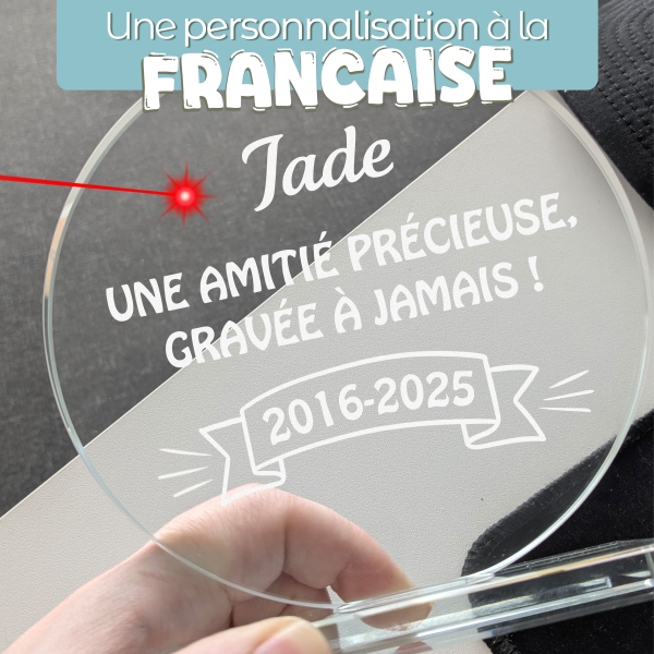 Trophée en verre personnalisable - Grand modèle - Texte