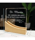 Trophée en verre personnalisable - Modèle carré base bambou - Texte