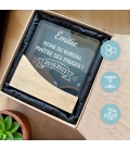 Trophée en verre personnalisable - Modèle carré base bambou - Texte