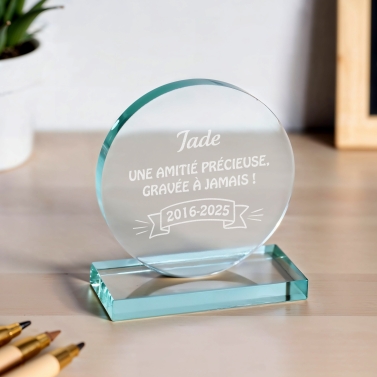 Trophée en verre personnalisé - Petit modèle - Texte