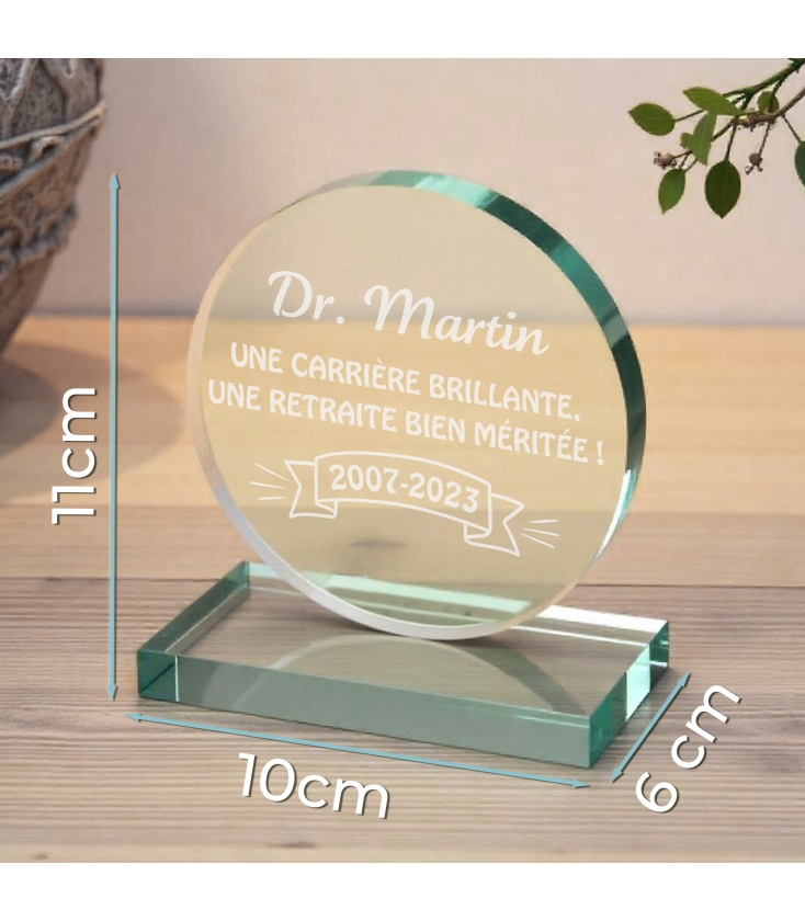 Wanapix | Trophée Personnalisé avec Nom et Texte | Verre Gravé (échelle de Gris) | Trophée Personnalisé | Boîtier de Rangement Inclus | Numéro 1 | 100% Personnalisé