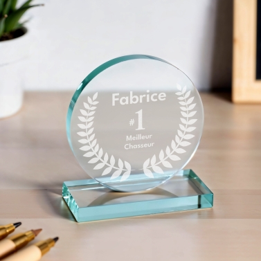 Trophée en verre personnalisé - Petit modèle - Top 1