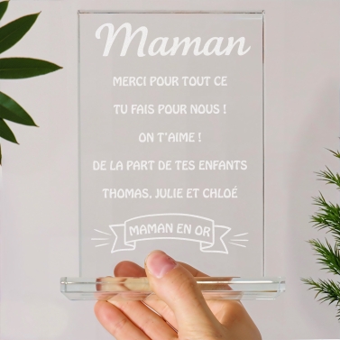 Trophée en verre personnalisé - Modèle rectangulaire - Texte