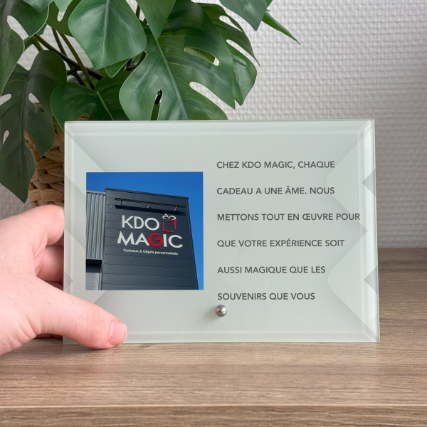 Cadre photo en verre personnalisé horizontale - Modèle Blanc