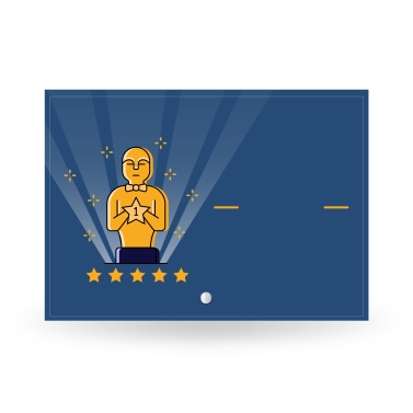 Trophée récompense en verre personnalisé horizontale - Modèle Bleu