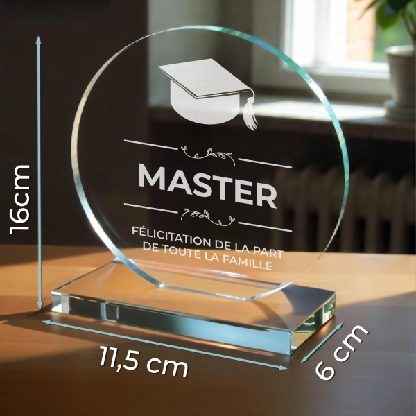 Trophée en verre personnalisable - Grand modèle - Diplôme